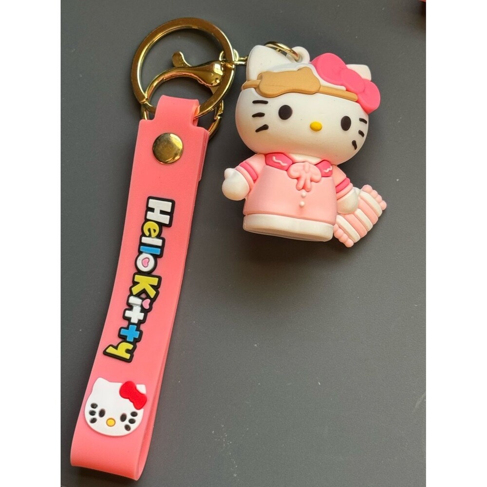 Hello Kitty Pink & White Silicone Bag Charm Keychain Charm NIP